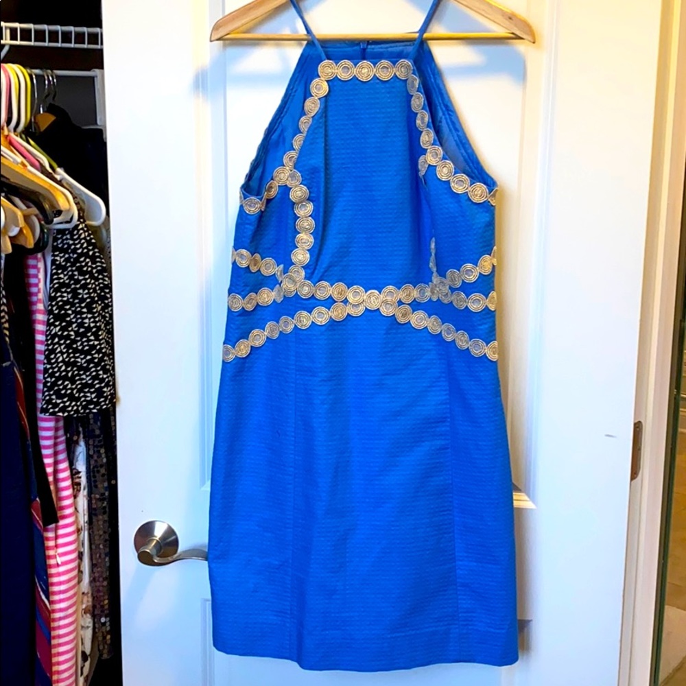 Lilly Pulitzer blue and gold dress Size 12